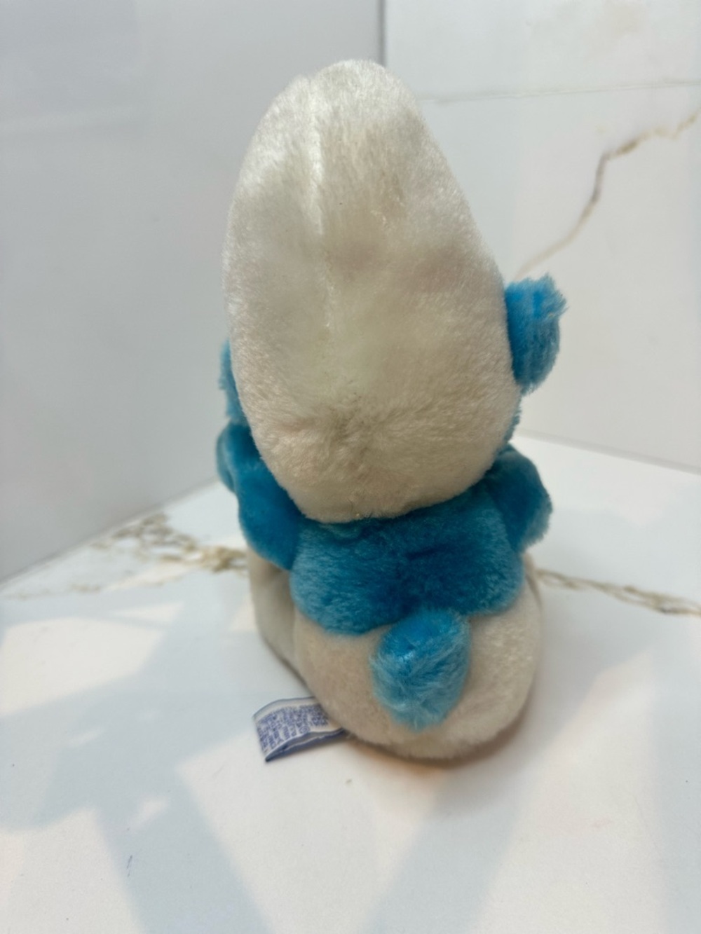 1980 Peyo Smurf Bean Bag Plush Wallace Berrie & Company Vintage 8in Plastic Eyes - Picture 4 of 8